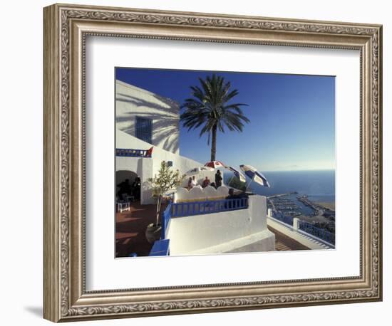 Restaurant Terrace on the Mediterranean Sea, Tunisia-Michele Molinari-Framed Photographic Print