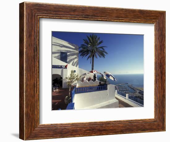 Restaurant Terrace on the Mediterranean Sea, Tunisia-Michele Molinari-Framed Photographic Print