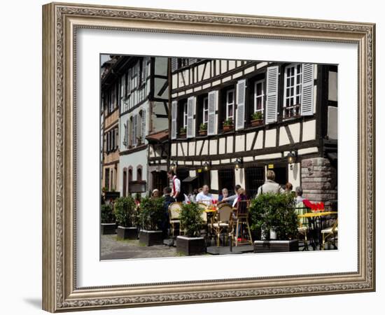 Restaurant, Timbered Buildings, La Petite France, Strasbourg, Alsace, France, Europe-Richardson Peter-Framed Photographic Print