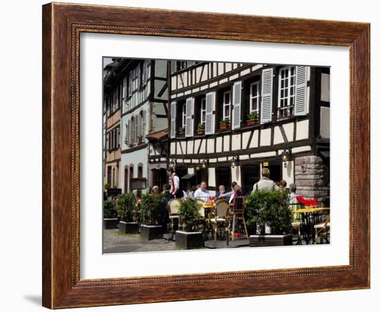 Restaurant, Timbered Buildings, La Petite France, Strasbourg, Alsace, France, Europe-Richardson Peter-Framed Photographic Print