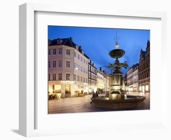 Restaurants and Fountain at Dusk, Armagertorv, Copenhagen, Denmark, Scandinavia, Europe-Frank Fell-Framed Photographic Print