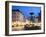 Restaurants and Fountain at Dusk, Armagertorv, Copenhagen, Denmark, Scandinavia, Europe-Frank Fell-Framed Photographic Print