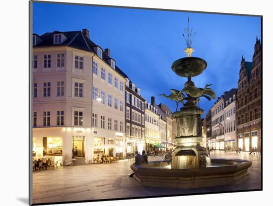 Restaurants and Fountain at Dusk, Armagertorv, Copenhagen, Denmark, Scandinavia, Europe-Frank Fell-Mounted Photographic Print