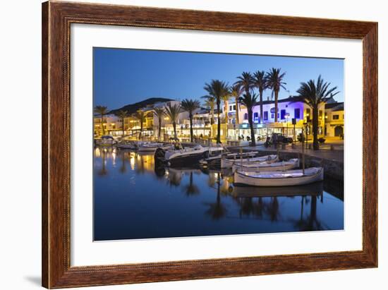 Restaurants at Night Along the Harbour, Fornells, Menorca, Balearic Islands, Spain, Mediterranean-Stuart Black-Framed Photographic Print