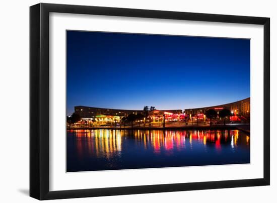 Restaurants by the Esplanade De L'Europe at Dusk, Montpellier, Herault, Languedoc-Roussillon-null-Framed Photographic Print