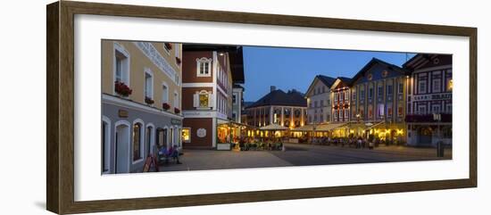 Restaurants in Market Square Illuminated at Dusk, Mondsee, Mondsee Lake-Doug Pearson-Framed Photographic Print