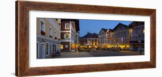 Restaurants in Market Square Illuminated at Dusk, Mondsee, Mondsee Lake-Doug Pearson-Framed Photographic Print