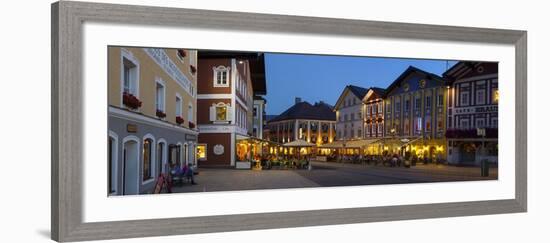 Restaurants in Market Square Illuminated at Dusk, Mondsee, Mondsee Lake-Doug Pearson-Framed Photographic Print