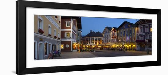 Restaurants in Market Square Illuminated at Dusk, Mondsee, Mondsee Lake-Doug Pearson-Framed Photographic Print