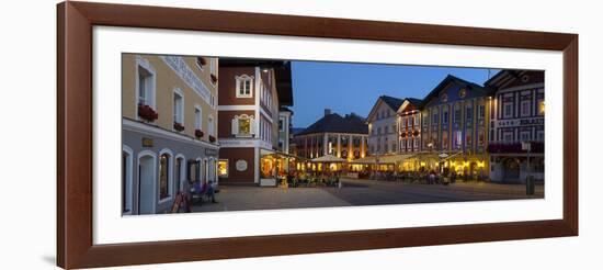 Restaurants in Market Square Illuminated at Dusk, Mondsee, Mondsee Lake-Doug Pearson-Framed Photographic Print