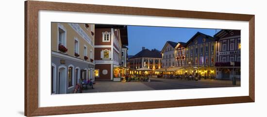 Restaurants in Market Square Illuminated at Dusk, Mondsee, Mondsee Lake-Doug Pearson-Framed Photographic Print