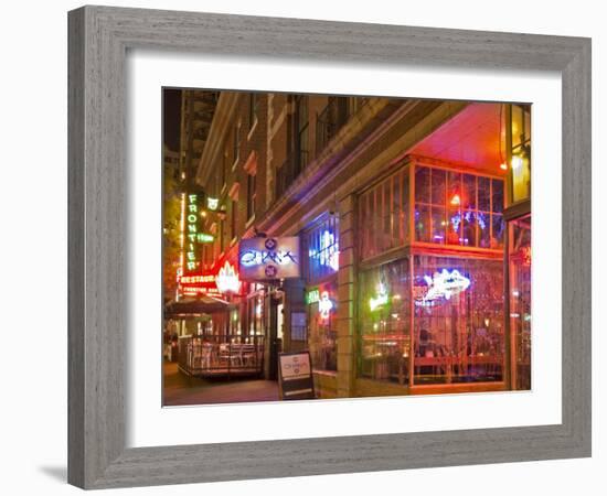 Restaurants in the Belltown, Elliott Bay, Seattle, Washington, USA-Janis Miglavs-Framed Photographic Print