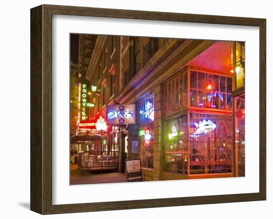 Restaurants in the Belltown, Elliott Bay, Seattle, Washington, USA-Janis Miglavs-Framed Photographic Print