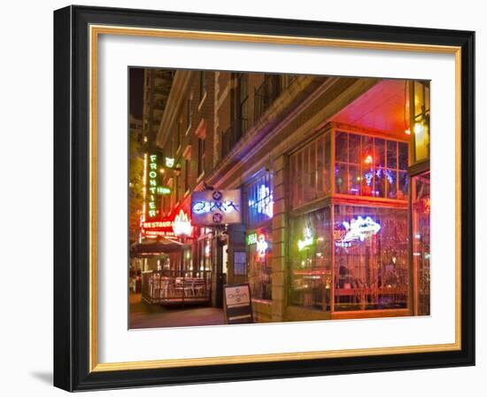 Restaurants in the Belltown, Elliott Bay, Seattle, Washington, USA-Janis Miglavs-Framed Photographic Print