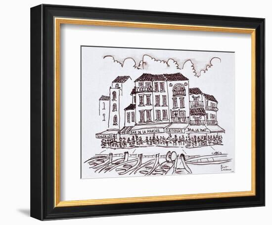 Restaurants line the waterfront, Cassis, France-Richard Lawrence-Framed Photographic Print