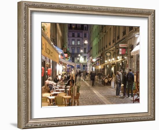 Restaurants on Rue Des Marronniers, Lyon, Rhone, France-Charles Bowman-Framed Photographic Print