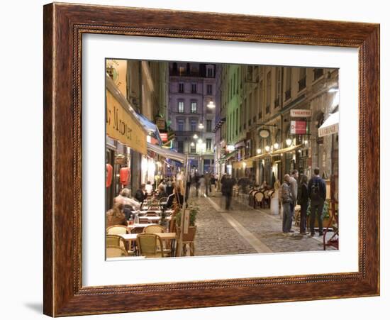 Restaurants on Rue Des Marronniers, Lyon, Rhone, France-Charles Bowman-Framed Photographic Print