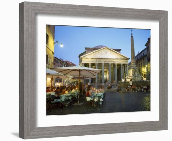 Restaurants Under the Ancient Pantheon in the Evening, Rome, Italy-Gavin Hellier-Framed Photographic Print