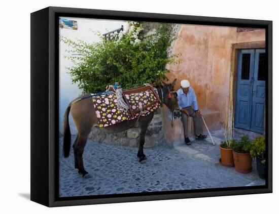 Resting Elderly Gentleman, Oia, Santorini, Greece-Darrell Gulin-Framed Premier Image Canvas