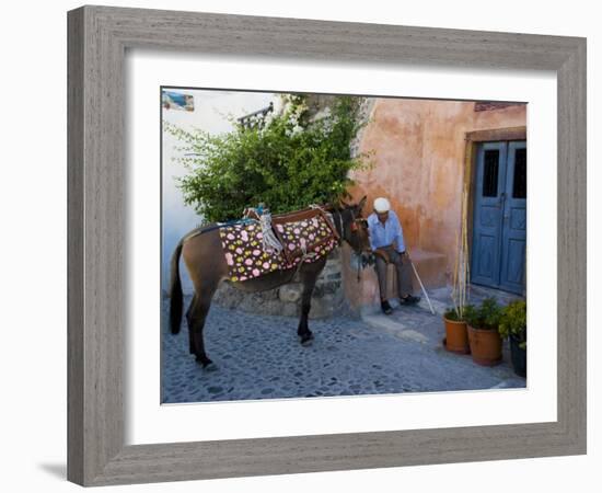 Resting Elderly Gentleman, Oia, Santorini, Greece-Darrell Gulin-Framed Photographic Print