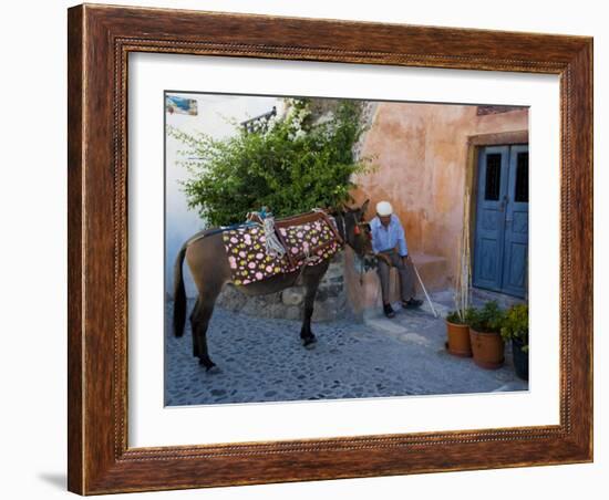 Resting Elderly Gentleman, Oia, Santorini, Greece-Darrell Gulin-Framed Photographic Print