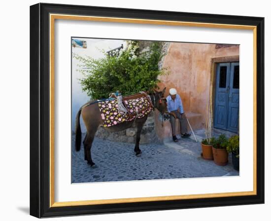 Resting Elderly Gentleman, Oia, Santorini, Greece-Darrell Gulin-Framed Photographic Print
