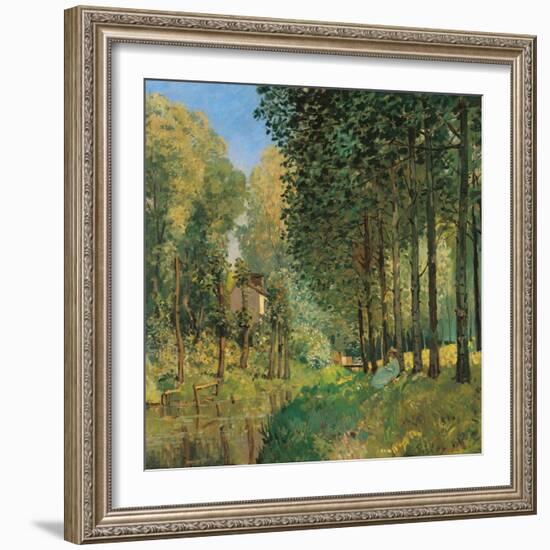 Resting on the Shore of the Brook-Alfred Sisley-Framed Giclee Print