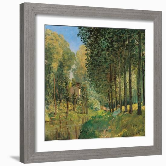 Resting on the Shore of the Brook-Alfred Sisley-Framed Giclee Print