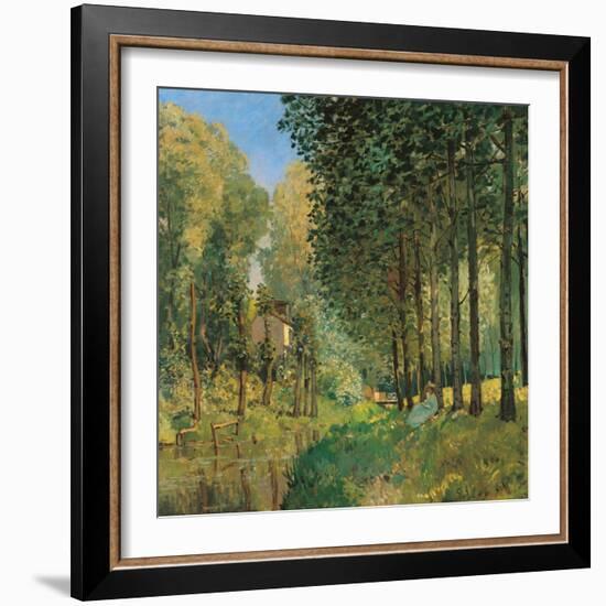 Resting on the Shore of the Brook-Alfred Sisley-Framed Giclee Print