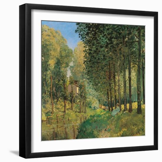 Resting on the Shore of the Brook-Alfred Sisley-Framed Giclee Print