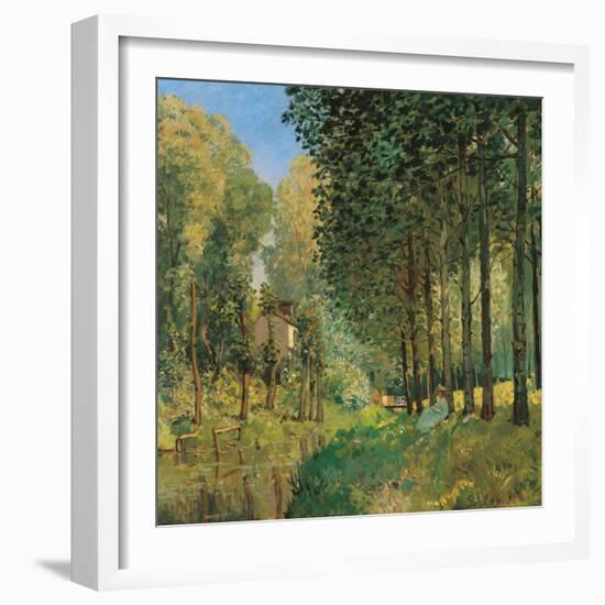 Resting on the Shore of the Brook-Alfred Sisley-Framed Giclee Print