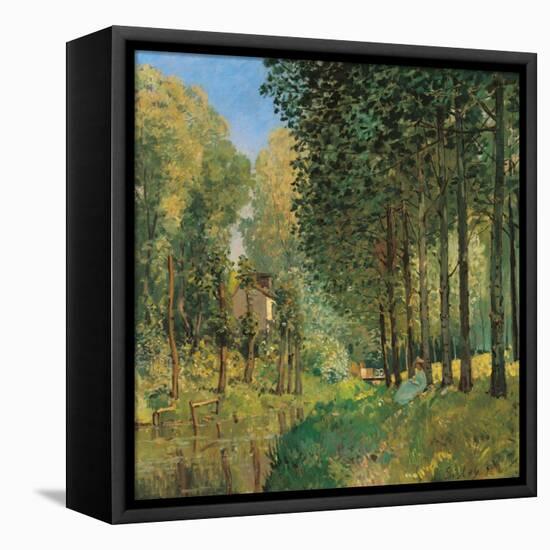 Resting on the Shore of the Brook-Alfred Sisley-Framed Premier Image Canvas