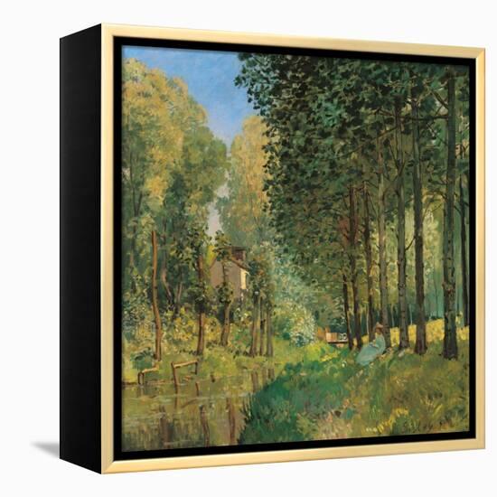 Resting on the Shore of the Brook-Alfred Sisley-Framed Premier Image Canvas