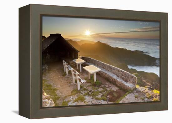 Resting Place Near Terxeira, Stone Bank, Sunset, Madeira, Portugal-Rainer Mirau-Framed Premier Image Canvas