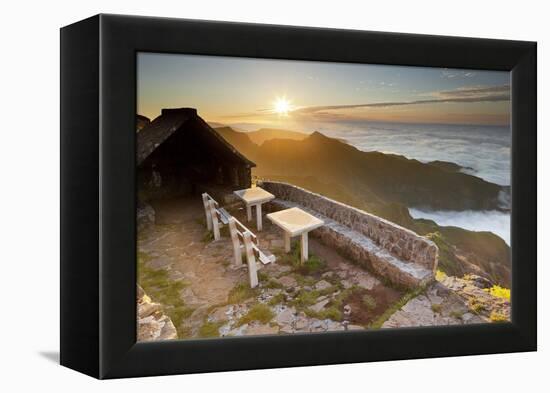 Resting Place Near Terxeira, Stone Bank, Sunset, Madeira, Portugal-Rainer Mirau-Framed Premier Image Canvas