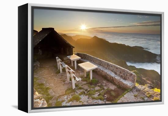 Resting Place Near Terxeira, Stone Bank, Sunset, Madeira, Portugal-Rainer Mirau-Framed Premier Image Canvas