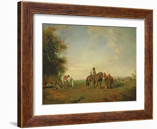 Resting Place of the Arab Horsemen on the Plain, 1870-Eugene Fromentin-Framed Giclee Print