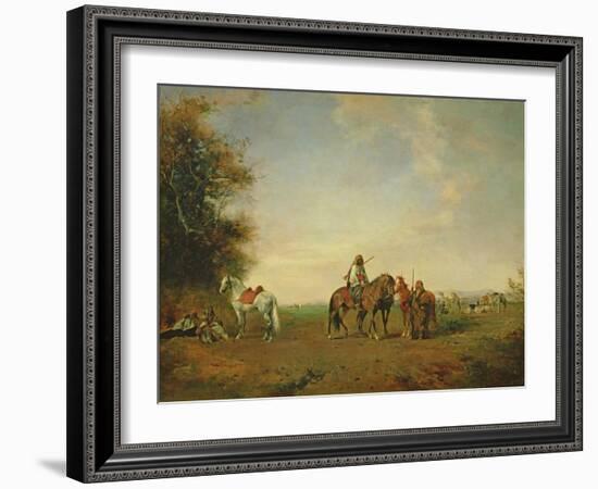 Resting Place of the Arab Horsemen on the Plain, 1870-Eugene Fromentin-Framed Giclee Print