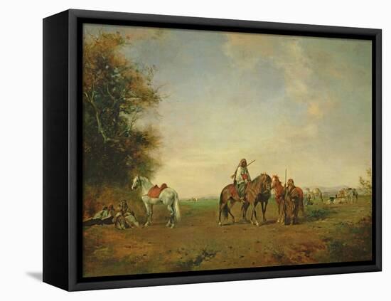 Resting Place of the Arab Horsemen on the Plain, 1870-Eugene Fromentin-Framed Premier Image Canvas