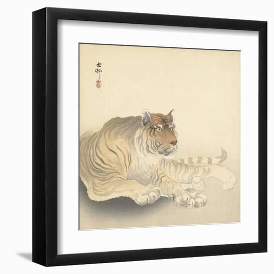 Resting Tiger and Matsuki Heikichi, C. 1900-30-Ohara Koson-Framed Art Print