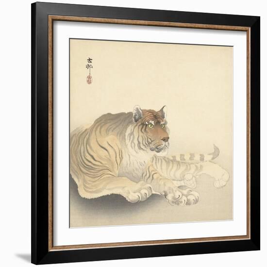 Resting Tiger and Matsuki Heikichi, C. 1900-30-Ohara Koson-Framed Art Print
