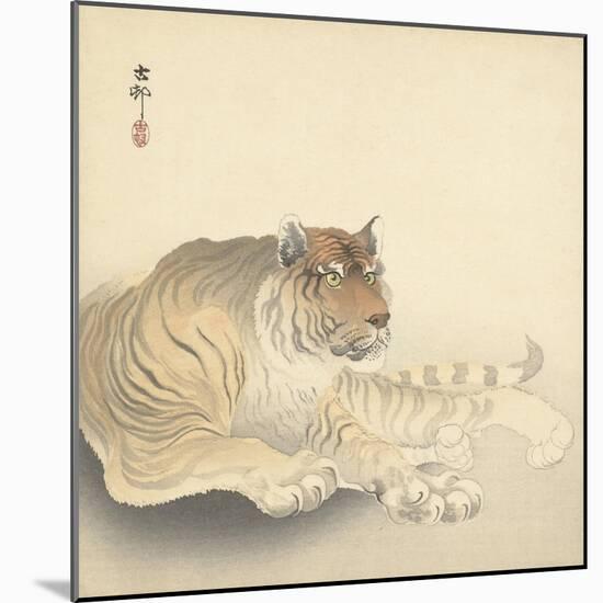 Resting Tiger and Matsuki Heikichi, C. 1900-30-Ohara Koson-Mounted Art Print