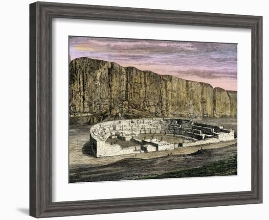 Restoration of Pueblo Bonito, Ancestral Puebloan/Anasazi Site in Chaco Canyon, New Mexico, 1250 AD-null-Framed Giclee Print