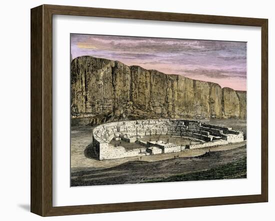 Restoration of Pueblo Bonito, Ancestral Puebloan/Anasazi Site in Chaco Canyon, New Mexico, 1250 AD-null-Framed Giclee Print