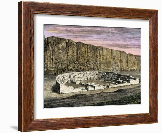 Restoration of Pueblo Bonito, Ancestral Puebloan/Anasazi Site in Chaco Canyon, New Mexico, 1250 AD-null-Framed Giclee Print