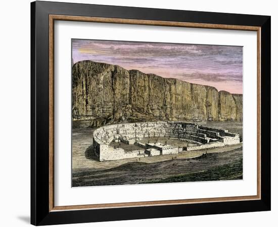 Restoration of Pueblo Bonito, Ancestral Puebloan/Anasazi Site in Chaco Canyon, New Mexico, 1250 AD-null-Framed Giclee Print