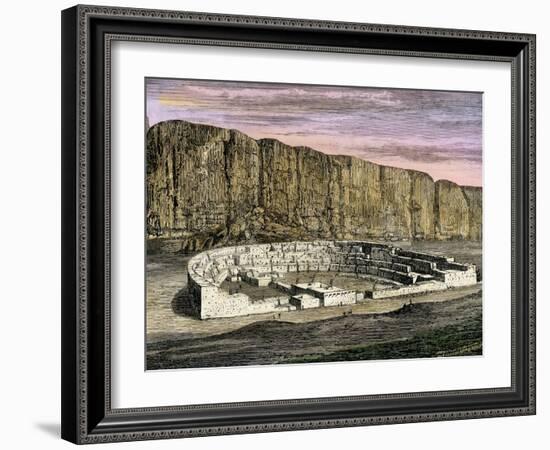 Restoration of Pueblo Bonito, Ancestral Puebloan/Anasazi Site in Chaco Canyon, New Mexico, 1250 AD-null-Framed Giclee Print