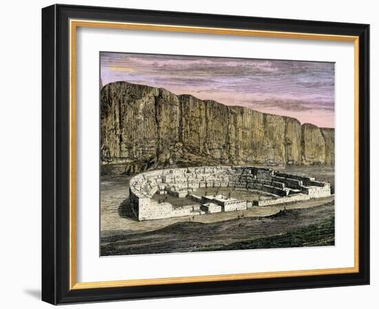 Restoration of Pueblo Bonito, Ancestral Puebloan/Anasazi Site in Chaco Canyon, New Mexico, 1250 AD-null-Framed Giclee Print