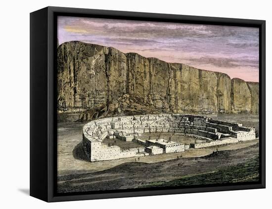 Restoration of Pueblo Bonito, Ancestral Puebloan/Anasazi Site in Chaco Canyon, New Mexico, 1250 AD-null-Framed Premier Image Canvas