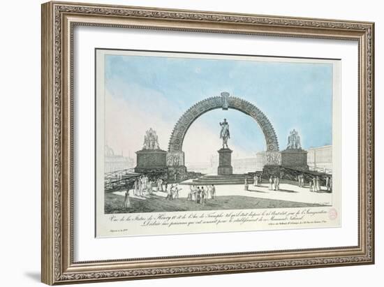 Restoration of the Statue of Henry IV on Pont Neuf, Paris, 25 August 1818-null-Framed Giclee Print